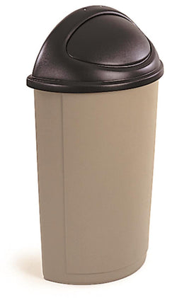 21 Gallon Outdoor Trash Can w/ Push Lid, Semi Round   Beige 119209