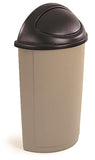 21 Gallon Outdoor Trash Can w/ Push Lid, Semi Round   Beige 119209