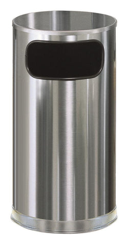 12 Gallon Stainless Steel Trash Can w/ Opening, Round   Silver 119210
