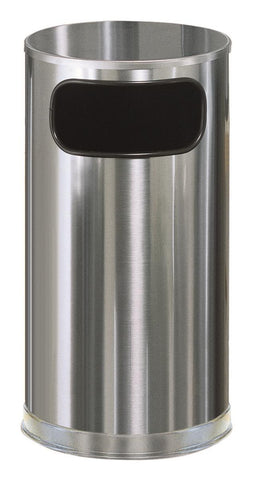 12 Gallon Stainless Steel Trash Can w/ Opening, Round   Silver 119210