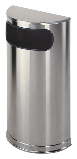 9 Gallon Stainless Steel Trash Can w/ Opening, Semi Round   Silver 119211