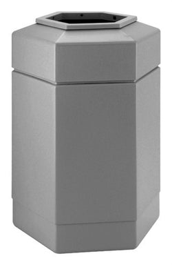 30 Gallon Outdoor Trash Can, Hexagonal   Gray 119213