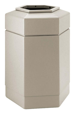 30 Gallon Outdoor Trash Can, Hexagonal   Beige 119215
