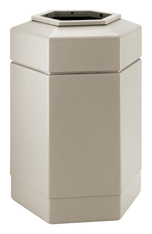 30 Gallon Outdoor Trash Can, Hexagonal   Beige 119215