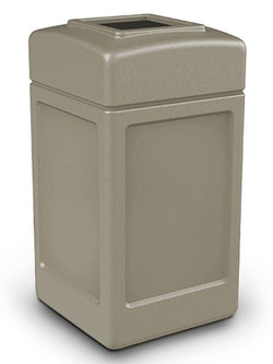42 Gallon Outdoor Trash Can w/ Open Lid, Square   Beige 119218