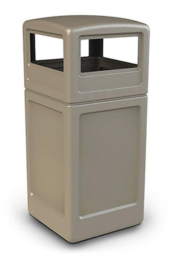 42 Gallon Outdoor Trash Can w/ Lid, Square   Beige 119228