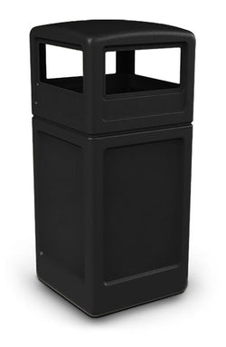 42 Gallon Outdoor Trash Can w/ Lid, Square   Black 119229