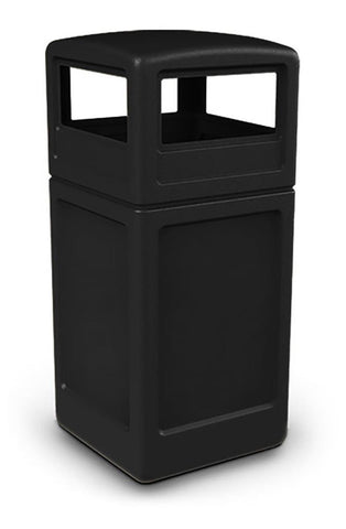 42 Gallon Outdoor Trash Can w/ Lid, Square   Black 119229