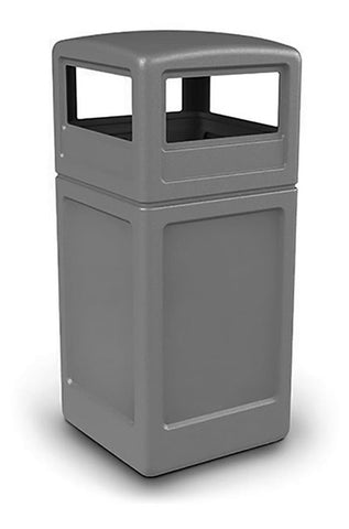 42 Gallon Outdoor Trash Can w/ Lid, Square   Gray 119230