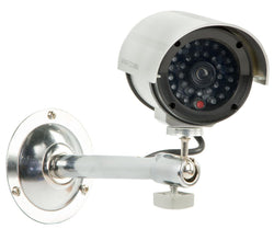 Fake Security Camera, Indoor Use, Tilts, Rotates, Locks in Place, Silver Finish