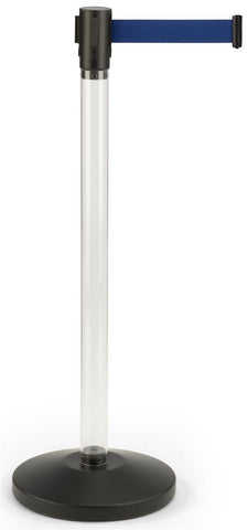 41.5 Clear Stanchion Post with 6.5' Blue Retractable Belt 119324