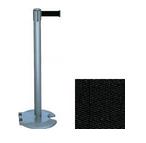 39 Gray Stanchion Post with 7.5' Retractable Belt   Black 119326