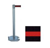 39 Gray Stanchion Post with 7.5' Retractable Belt   Black w/ Red Stripe 119328