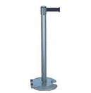 39 Gray Stanchion Post with 7.5' Retractable Belt   Navy Blue 119334