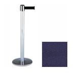 38 Chrome Stanchion Post with 13' Retractable Belt   Navy Blue 119347