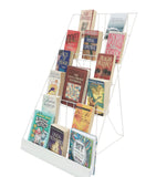 6 Tier 18 Wide Wire Tabletop Display Rack Greeting Card Book CD DVD Stand White