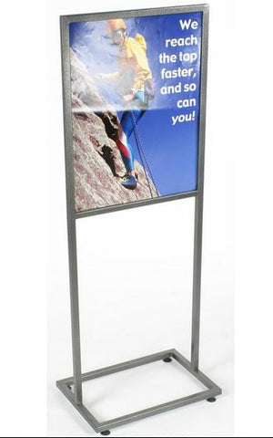 Poster Stand for Floor, Top Insert, 2 Sided, Floor Levelers   Gray, Speckle