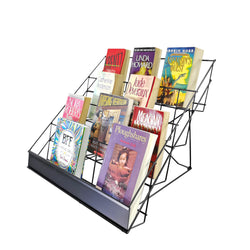4 Tiered 18 Wire Rack for Tabletop Use, 2.5 Open Shelves, with Header   Black