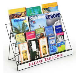 4 Tiered 29 inch  Wire Display Rack for Tabletops, with Header   Black