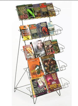 5 Tiered Wire Literature Floor Stand, Open Shelves, Sign Clip, 22.5 x 44.5