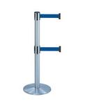 38 Chrome Stanchion Post with (2) 7.5' Retractable Belts   Blue 119368
