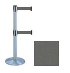38 Chrome Stanchion Post with (2) 7.5' Retractable Belts   Gray 119370