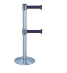 38 Chrome Stanchion Post with (2) 7.5' Retractable Belts   Navy Blue 119372