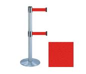 38 Chrome Stanchion Post with (2) 7.5' Retractable Belts   Red 119373