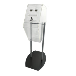 Acrylic Raffle Drum with Wheels, Floorstanding - Clear & Black 23X15X45 119571