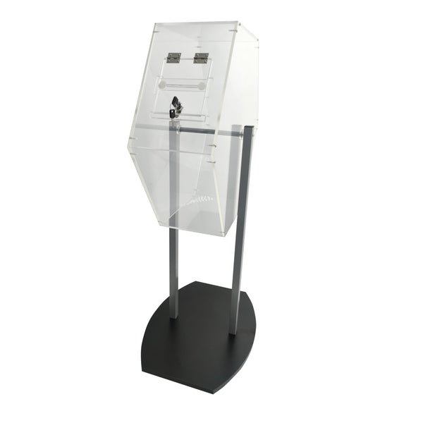 Acrylic Raffle Drum with Wheels, Floorstanding - Clear & Black 23X15X45 119571