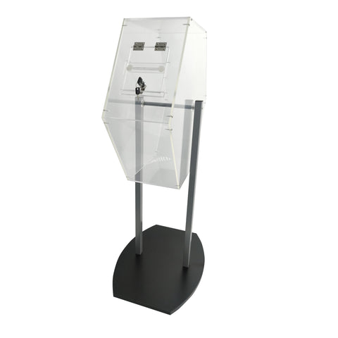 Acrylic Raffle Drum with Wheels, Floorstanding - Clear & Black 23X15X45 119571