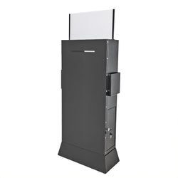 Black Metal Ballot Box w/Side Pockets, Lockable, 17 x 8.7 Header, Floorstanding  119578-BLK