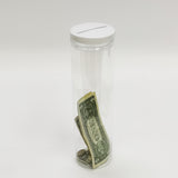 24 Clear Donation Can Fundraising Coin Plastic Jar 3.3x11.8" Fit 8.5x11 Graphics 119635-24PK