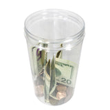 Plastic Donation Can, Holds 5.9 x 3.35 Graphics   Clear 119636