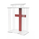 Podium, Clear Ghost Acrylic w/ 110V Lighted Cross Pulpit, Lectern   Assembled