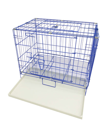 Pet Folding Dog Cat Crate Cage Kennel w/ Tray Carrier 11970 2 BLUE