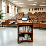 25x20x45.4  Mobile Podium Lectern Rolling Presentation Stand Cherry MDF 119709