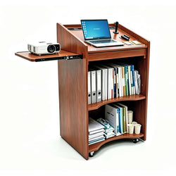25x20x45.4  Mobile Podium Lectern Rolling Presentation Stand Cherry MDF 119709