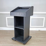 23x22x48" Black Wood Deluxe Podium Embassy Church Puplit Lectern Hostess Desk 119726