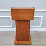 Deluxe Podium Wood Lectern Church Pulpit Wheels Political Debate Event Funeral 119728