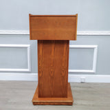 Deluxe Podium Wood Lectern Church Pulpit Wheels Political Debate Event Funeral 119728