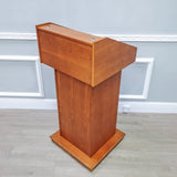 Deluxe Podium Wood Lectern Church Pulpit Wheels Political Debate Event Funeral 119728