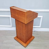 Deluxe Podium Wood Lectern Church Pulpit Wheels Political Debate Event Funeral 119728