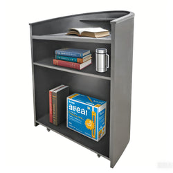 32.5 X 24.5 X 47.5" Large Podium Pulpit Black Mobile Lecterns with Shelving 119732