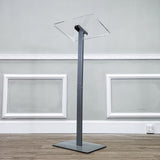 Acrylic Podium for Floor, Aluminum Pole & Base   Clear & Silver 119741