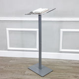 Acrylic Podium for Floor, Aluminum Pole & Base   Clear & Silver 119741