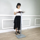 Acrylic Podium for Floor, Aluminum Pole & Base   Clear & Silver 119741