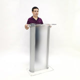 27X15X48" Acrylic Podium Metal Accent Church Pulpit Plexiglass Conference School 119756