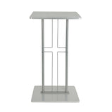 Podium for Floor, Cross Design, Steel & MDF   Silver 119759