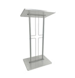 Podium for Floor, Cross Design, Steel & MDF   Silver 119759
